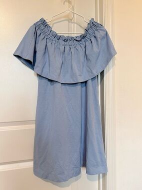 H&M Light Blue Off-Shoulder Ruffle Dress